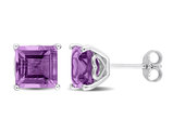 4.50 Carat (ctw) Amethyst Square Solitaire Stud Earrings in Sterling Silver